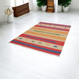 Indischer Kelim teppich 170x240 moderner Baumwollteppich