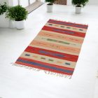 Indischer Kelim teppich 70x140 dünner Baumwollteppich