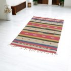 Indischer Kelim teppich 90x150 dünner Baumwollteppich