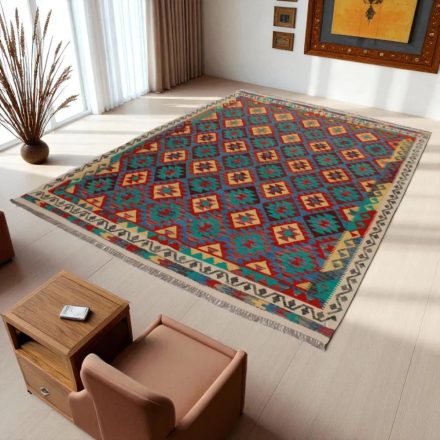 Kelim teppich Chobi 212x294 handgewebter Afghan Kilim