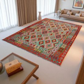 Kelim teppich Chobi 203x291 handgewebter Afghan Kilim