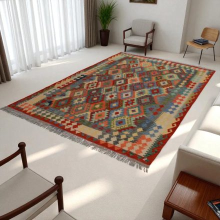 Kelim teppich Chobi 205x295 handgewebter Afghan Kilim
