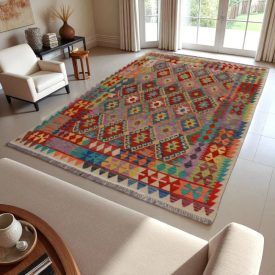 Kelim teppich Chobi 197x289 handgewebter Afghan Kilim