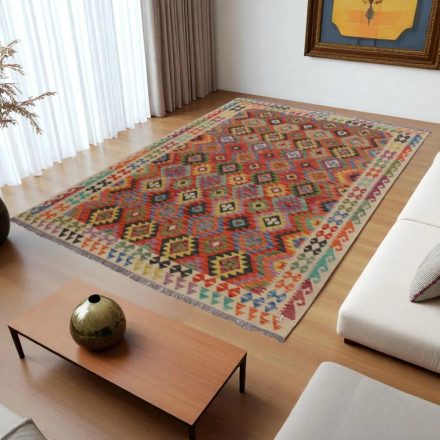 Kelim teppich Chobi 197x282 handgewebter Afghan Kilim