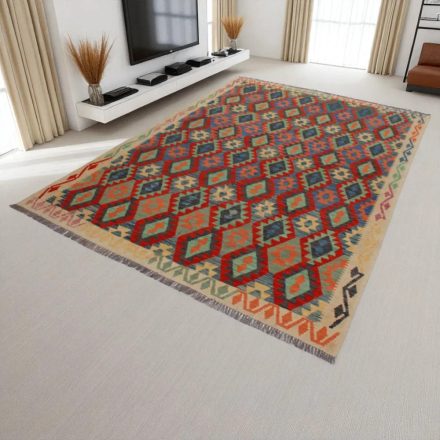 Kelim teppich Chobi 203x296 handgewebter Afghan Kilim
