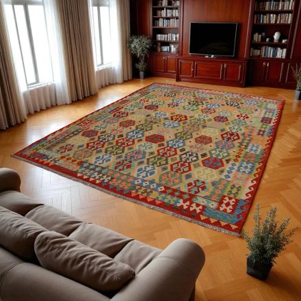Kelim teppich Chobi 259x350 handgewebter Afghan Kilim