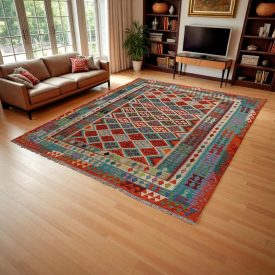 Kelim teppich Chobi 247x300 handgewebter Afghan Kilim
