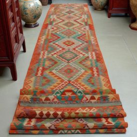 Kelim läufer Chobi 105x686 extra langer handgewebter Kilim