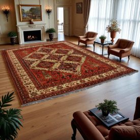   Afghanischer Teppich braun Ersari 262x353 Handgefertigter Teppich für Wohnzimmer