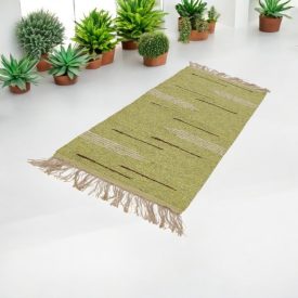 Flickenteppich 80x270 grüner baumwollteppich läufer