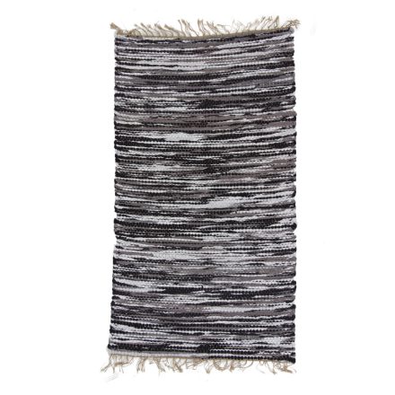 Flickenteppich 73x130 grauer-schwarzer Baumwolle Flickenteppich