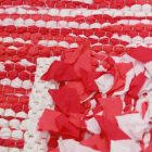 Flickenteppich 70x143 roter baumwollteppich