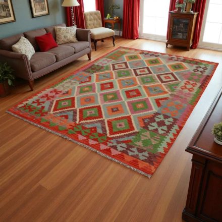 Kelim Afghan Old Style 243x178 handgewebter afghanischer Kelim aus Wolle