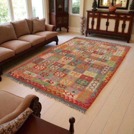 Kelim Afghan Old Style 244x166 handgewebter afghanischer Kelim aus Wolle