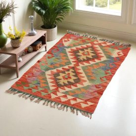 Kelim teppich Chobi 91x60 handgewebter afghanischer Kelim