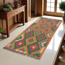 Kelim teppich Chobi 77x198 Handgewebter afghanischer Kelim