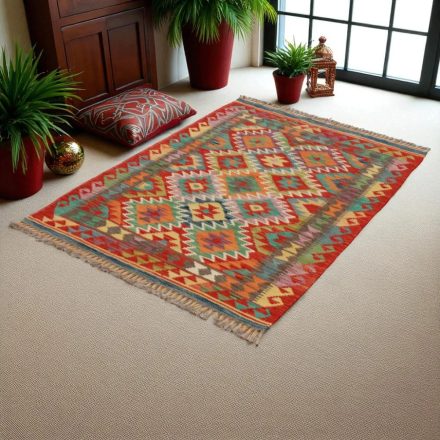 Kelim Teppich Chobi 148x102 handgewebter afghanischer Kelim aus Wolle