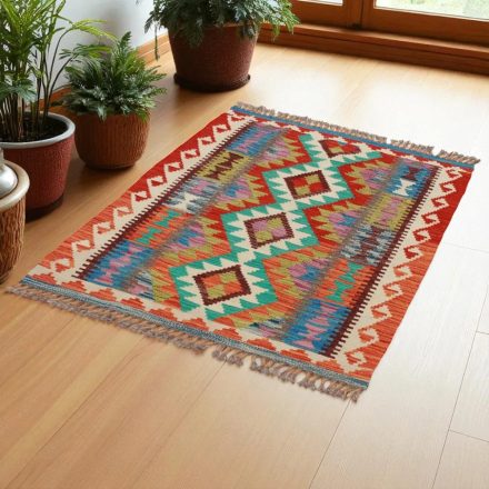 Kelim teppich Maimana 126x88 handgewebter afghanischer Kelim aus Wolle
