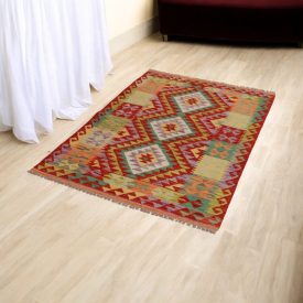 Handgewebter Afghan Kelim 102x148 Maimana Kilim Teppich