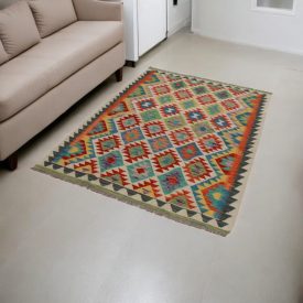   Handgewebter Kelim Chobi 131x181 afghanische Wolle Kilim Teppich