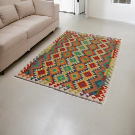   Handgewebter Kelim Chobi 133x182 afghanische Wolle Kilim Teppich