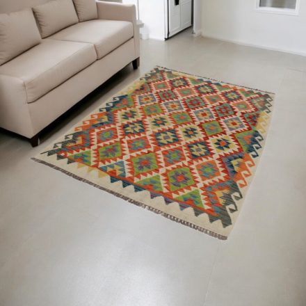 Handgewebter Kelim Chobi 140x190 afghanische Wolle Kilim Teppich