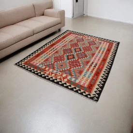   Handgewebter Kelim Chobi 157x208 afghanische Wolle Kilim Teppich