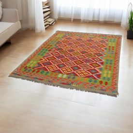 Chobi Kelim Teppich 153x198 Handgewebte Wolle Kilim