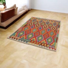   Handgewebter Kelim Chobi 149x194 afghanische Wolle Kilim Teppich