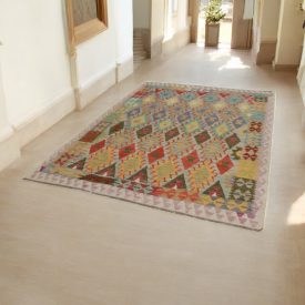 Chobi Kelim Teppich 180x243 Handgewebte Wolle Kilim
