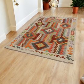 Chobi Kelim Teppich 170x241 Handgewebte Wolle Kilim