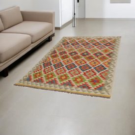 Chobi Kelim Teppich 146x199 Handgewebte Wolle Kilim