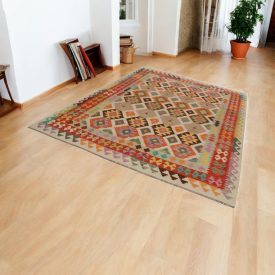   Afghanischer Kelim Teppich Chobi 205x295 ethnischer handgewebter Kilim