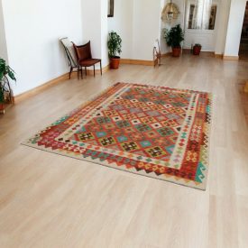   Wolle Kelim Teppich Chobi 207x299 handgewebter afghanischer Kilim