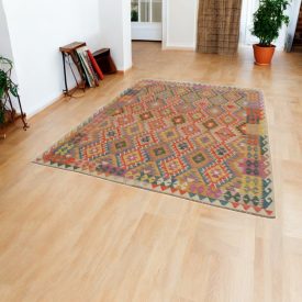   Handgewebter Kelim Chobi 202x286 afghanische Wolle Kilim Teppich