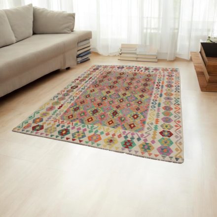 Handgewebter Kelim Chobi 202x291 afghanische Wolle Kilim Teppich