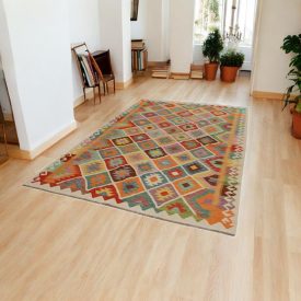 Chobi Kelim Teppich 196x302 Handgewebte Wolle Kilim
