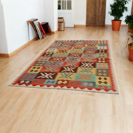 Maimana Kelim Teppich 196x297 afghanischer handgewebter Kilim