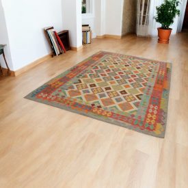   Maimana Kelim Teppich 202x297 afghanischer handgewebter Kilim