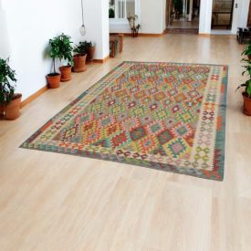 Chobi Kelim Teppich 208x300 Handgewebte Wolle Kilim