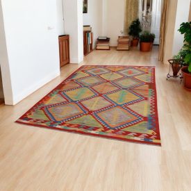 Ethnischer Kilim Chobi 202x297 handgemachter Kelim teppich
