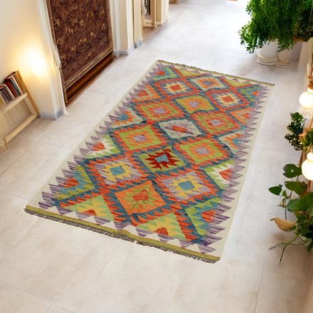 Handgewebter Kelim Teppich Läufer 84x197 Maimana Kilim Teppich