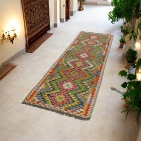 Afghanischer Kelim Teppich Läufer 80x285 handgewebter Kilim