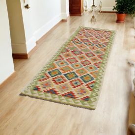Chobi Kilim Teppich Läufer 89x293 Handgewebte Wolle Kelim