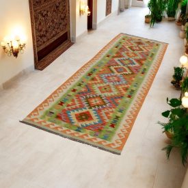 Maimana Kelim Läufer 84x302 afghanischer handgewebter Kilim