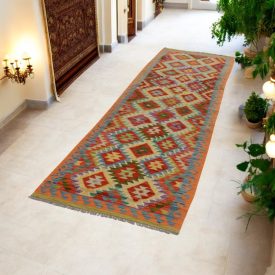 Afghanischer Kelim Teppich Läufer 84x302 handgewebter Kilim