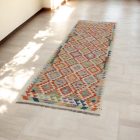 Chobi Kilim Teppich Läufer 89x293 Handgewebte Wolle Kelim