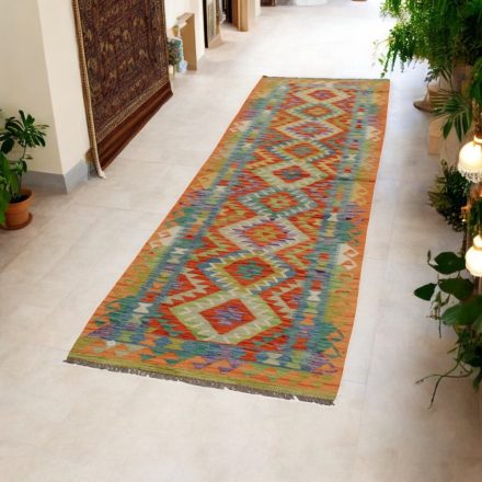 Ethnischer Kilim Läufer Chobi 82x304 handgemachter Kelim teppich