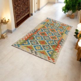 Maimana Kelim Läufer 85x208 afghanischer handgewebter Kilim