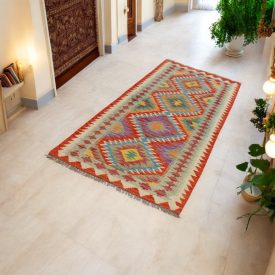   Afghanischer Kelim Teppich Läufer 84x201 ethnischer handgewebter Kilim